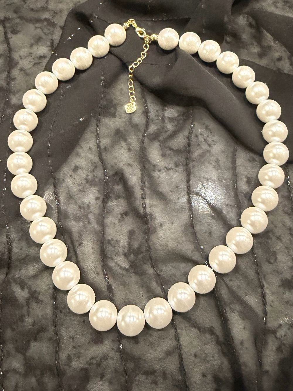 Classic Cream Pearl Necklace with Gold Accents